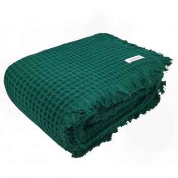 Bademayer Pique-Decke mit Franzen 150x200 cm.  aus 100% brasilianischer Baumwolle.  Farbe  Grün