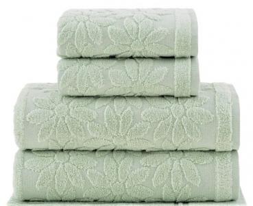 Bademayer Kamille 4er Set -  Handtuch und Badetuch in Größe 48 x 80 cm. und 70 x 130 cm. aus 100% Baby Skin Air Baumwolle - Mint / Grün