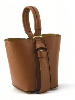 Marlon Secchiello Damentasche aus echtem Leder - Farbe Braun - inkl. Kosmetiktasche -  Made in Italy