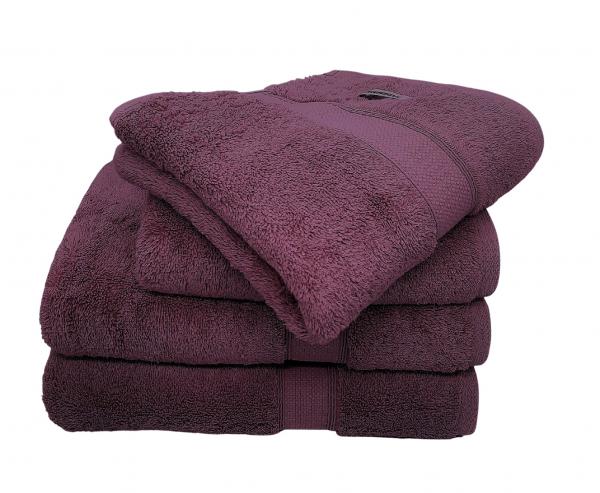 Bademayer Fusselfreis Frottier Handtuch Duschtuch - 4er Set aus 100% Ägyptischer Gekämmter Baumwolle - 600 g/m²  -Bordo