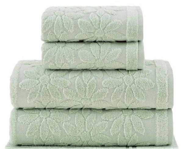 Bademayer Kamille 4er Set -  Handtuch und Badetuch in Größe 48 x 80 cm. und 70 x 130 cm. aus 100% Baby Skin Air Baumwolle - Mint / Grün